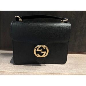 Gucci Black Crossbody Bag with Gold Accent